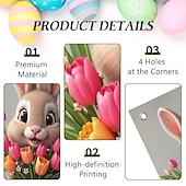 halpa Ovenpeitteet-Pääsiäispupun ovensuoja, ihastuttava pupu värikkäillä tulppaaneilla ja violetilla rusetilla, viehättävä kevätjuhlakoriste pääsiäiseen, täydellinen oven ja ulkotilojen sisustukseen