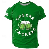 preiswerte T-Shirts für Herren mit 3D-Druck-St. Patrick Herren Kleeblatt Glücklicher Ire T Shirt Kurzarm T-Shirt 3D-Druck Rundhalsausschnitt Hemd Designer Lässig Club Party Ferien Grün 1# Grün 2# Grün 3# Sommer Frühling Bekleidung S M L XL XXL