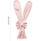 billiga påsk-Påsk stolsöverdrag med kaninöron, söta rosa påskhare med rosett och ryggstöd, avtagbara stretchöverdrag för kaninstolar, perfekt för påskmatbord, restaurangfestdekor