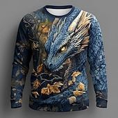 Χαμηλού Κόστους Μπλουζάκια με ζωικά σχέδια-Ανδρικά Ζώο Αστείος Μπλουζάκι Μακρυμάνικο Κοντομάνικη μπλούζα 3D εκτύπωση Στρογγυλή Ψηλή Λαιμόκοψη Πουκάμισο Μοντέρνα Βασικό Causal Καθημερινά Δρόμος Θαλασσί Κίτρινο Βυσσινί Καλοκαίρι Άνοιξη Ρούχα