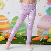 cheap Easter Outfits for Girls-Easter Girls' 3D Graphic Rabbit Pants Leggings Spring Fall Cute Streetwear Basic Kids 4-12 Years Casual Daily Outdoor Regular Fit