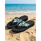 ieftine Femei-pantofi de damă cu imprimeu floral – sandale confortabile de plajă, cu talpă moale, pentru vară, vacanță și ținute casual