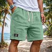 billiga Vardagsshorts-Herr Våffelshorts Shorts Sommarshorts Beach Shorts Casual shorts Snörning Elastisk midja Ensfärgat Slät Komfort Andningsfunktion Knelängd Dagligen Utomhus Streetwear Semester Mode Svart Vit
