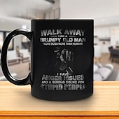 economico Tazze e tazzine-Tazza regalo divertente "vai via sono un vecchio brontolone amo i cani più degli umani" Tazza da caffè in ceramica nera, regalo divertente per gli amanti dei cani brontoloni, perfetta per i