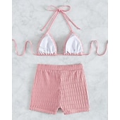 levne Surfovací tankiny a bikiny-Dámské Bikinové sety 2 ks Plavky Jednobarevné Ochrana proti UV záření Elastický Bez rukávů Plavky Surfování Potápění Plavání Léto