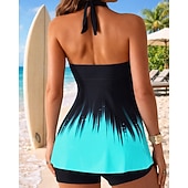 preiswerte Surfen Tankinis &amp; Bikinis-Damen Badeanzug Tankini 2 Teile Bedruckt Boyleg Schnelltrocknend Elastisch Ärmellos Bademode Badeanzug Surfen Strand Schwimmen Sommer