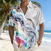 economico Camicia in Raso da Uomo-Per uomo Geometrico Marmo Arte liquida astratta Camicia Camicia in raso Camicia elegante Manica Corta Moda Casual Quotidiano Vacanza Estate Primavera Collo ripiegato Stampa 3D Camicie con bottoni