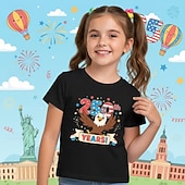  100% Baumwolle Kinder Mädchen Blau Schwarz Weiß Grafik Adler 250-jähriges Jubiläum T-Shirt Rundhalsausschnitt Kurzarm Urlaub Sport & Outdoor Alltagskleidung Aktiv Mode Lässig Drucken Sommer
