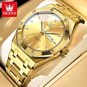 levne Quartz hodinky-OLEVS Muži Křemenný Minimalistický Módní Hodinky na běžné nošení Obchodní Svítící Kalendář Datum týden VODĚODOLNÝ Ocel Hodinky