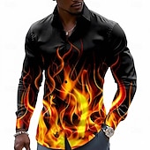 abordables Patrón 3D-Hombre de impresión en 3D Fuego Resplandor de neón Camisa Abotonar la camisa Camisa de vestir informal Manga Larga Moda informal Ropa de calle Vacaciones Primavera Otoño Cuello Vuelto Impresión 3D