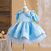 preiswerte Partykleider-Kinder Mädchen Partykleid Einfarbig Ärmellos Besonderer Anlass Geburtstag Niedlich Süß Polyester Midi Partykleid Sommer Frühling Kinder Rosa Rote Himmelblau