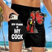  Per uomo Coccodrillo Ippopotamo Gergo divertente Pantaloncini foderati Pantaloncini da bagno 2 in 1 Pantaloncini da mare Misura del girovita medio Hawaiano Ferie Tasche Laterali Con Fodera a