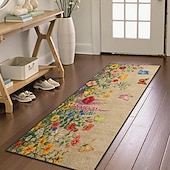 economico Tappeti corridoio-tappeto da corridoio floreale con design colorato di fiori e farfalle, lungo e decorativo, per l'ingresso di casa
