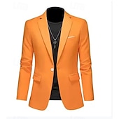 ieftine Sacouri clasice pentru bărbați-Bărbați Jachetă blazer Casual Zilnic În aer liber Elegant Modă Primăvară Toate Sezoanele POLY Culoare solidă minimalist Casul / Zilnic Un singur rând, un nasture Blazer Roz Deschis Kaki Deschis Negru