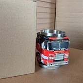 economico Tazze e tazzine-Tazza da pompiere, per i più coraggiosi, tazza da caffè artigianale con camion dei pompieri, tazza da caffè con pompiere, divertente tazza 3D con camion dei pompieri, stoviglie resistenti per bevande