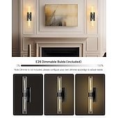 voordelige Wandverlichting voor binnen-Badkamerverlichting, wandlampen met glazen buis, voet van geborsteld messing, badkamerwandlampen, nachtlampje voor de slaapkamer, wandlamp voor de kaptafel, woonkamer, hal
