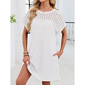 abordables Vestido Sencillo-Mujer Mini vestido Vestido estilo camiseta Vestido de verano Casual Diario Holgado Plano Manga Corta Cuello Barco Azul Piscina Blanco Rosa Rojo Verano