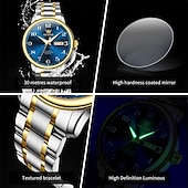 levne Mechanické hodinky-Nové pánské business hodinky Olevs se světelným kalendářem, týdenním zobrazením, plně automatickým mechanickým strojkem, ležérní a módní digitální hodinky, voděodolné, sportovní náramkové hodinky