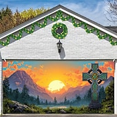 tanie Banery garażowe i drzwiowe-Dzień Św. Patryka gobelin Osłona bramy garażowej Duży wiszący Krzyż celtycki Śłodkie 3D Sceniczny Impreza Obuwie turystyczne Motyw świąteczny Tła do zdjęć Podwórze Wystrój domu