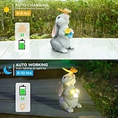 cheap Pathway Lights &amp; Lanterns-Outdoor Solar Cat &amp; Bunny Decorative Lights, Waterproof Resin Figurine Lamps, Garden, Yard, Pathway Lighting, Easter Holiday Decor, Landscape Accent Lights for Lawn, Outdoor Decoration