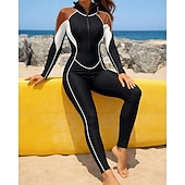 halpa One Pieces Rash Guards-Naisten Ihottumissuoja Uimapuku uimapuvut Tilkkutäkki Sulkea jnk vetoketju UV suoja Elastinen Pitkähihainen Uima-asut Uimapuku Lainelautailu Sukellus Uinti Kevät