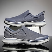 voordelige Slip-On Casual Schoenen-Grijze instapschoenen voor heren, lichtgewicht en ademend gebreid bovenwerk, comfortabele zool met demping, moderne casual stijl voor dagelijks gebruik en reizen.