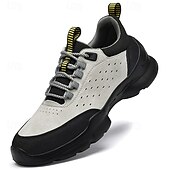 economico Sneakers Casual-scarpe da ginnastica sportive grigie da uomo, tomaia in mesh traspirante, suola ammortizzante, stile sportivo moderno, adatte per camminare, viaggiare e abbigliamento casual