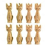 abordables Utensilios de cocina y gadgets-8 pinzas para la ropa con forma de gato, pinzas para almacenamiento de cocina, pinzas para papelería, pinzas para toallas de playa