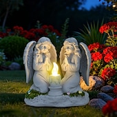 olcso Pathway Lights &amp; Lanterns-1 db kültéri, napelemes, vízálló, imádkozó angyalfigura gyantás lámpa, kerti udvari ösvény gyepdekoráció, vallási angyalszobor, mezőgazdasági tájvilágítás, kültéri dekoratív kiegészítő lámpa