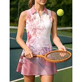 economico Abbigliamento Tennis da donna-Per donna Floreale Abito da tennis Abito sportivo Senza Maniche Stampato Traspirante Tennis Golf Badminton Colletto Polo Collo con zip Vestito Rosa Blu Viola Abbigliamento da tennis