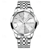 billige Kvartsklokker-Ny Olevs herreklokke for forretningsbruk, kvarts, med lysende kalender og ukevisning, diamantbesatt, uformell og moteriktig vannavstøtende sportsklokke for menn