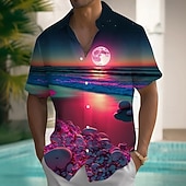 voordelige Tropische planten-Voor heren Kokosnootboom Natuur &amp; Landschappen Tropische planten Hawaiiaans overhemd Overhemd met knopen Aloha-shirt Korte mouw Hawaii Casual Vakantie Zomer Lente Strijkijzer 3D-afdrukken shirts met