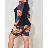 Χαμηλού Κόστους Rash Guards One Pieces-Γυναικεία Πρότυπο Προστατευτικά Σουίτες μπάνιου για μεγάλα μεγέθη Τανκίνι και μπικίνι για σέρφινγκ Τροπικό Προστασία UV Ελαστικό Μακρυμάνικο Μαγιό Μπολύζες Σέρφινγκ Καταδύσεις Κολύμβηση Καλοκαίρι