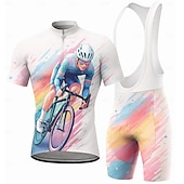 abordables Conjuntos de ropa para hombre-Hombre Maillot de ciclismo con culotte corto con tirantes Conjunto de camiseta de ciclismo Manga Corta MTB Bicicleta Montaña Ciclismo Carretera Verano Azul Marino Azul Naranja Geométrico Letra y