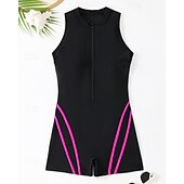 tanie Rash guardy One Piece-Damskie Standard Kostiumy kąpielowe Plus Size Jednoczęściowe rashguardy Strój kąpielowy Blokowanie kolorów Zapiąć na zamek błyskawiczny Ochrona UV Elastyczny Bez rękawów Kąpielówki Body Surfing