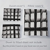 お買い得  羽毛布団カバーセット-3D幾何学模様プリントの羽毛布団カバーセット、3点セット、ホテルスタイルの寝具セット、クイーンサイズ、羽毛布団カバー1枚と枕カバー2枚、柔らかいショートベルベット生地、掛け布団は含まれません