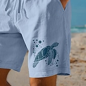 abordables Día festivo-Hombre Tortuga Criaturas del mar Pantalón corto Pantalones cortos de playa Pantalones cortos de algodón Media cintura Hawaiano Casual Diario Playa Festivos Bolsillos laterales Cintura elástica con