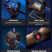 tanie Smartwatche-Lokmat appllp 3 max smartwatch 2,02 cala 4G LTE komórkowy smartwatch telefon krokomierz przypomnienie o połączeniach monitor aktywności kompatybilny z Androidem, iOS, GPS unisex, połączenia bez użycia rąk, sterowanie multimediami ipx-4 55 mm