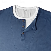 cheap Waffle Knit Tee-Men's Waffle Henley Shirt Tee Cotton Blend T-Shirt Short Sleeve Crew Neck Henley Summer Spring All Seasons Color Block Plain Textured Fashion Designer Casual Color Block Buttons Fake two piece Casual