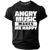  Camiseta negra divertida con la música enojada que me hace feliz para hombre, con gráficos de heavy metal, rock y punk, para amantes de la música, ropa de humor en tallas S, M, L, XL, XXL y XXXL.