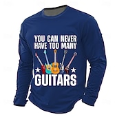 baratos Camisetas Gráficas de Música e Instrumentos-Homens Guitarra Gíria engraçada Camiseta Manga Longa Camiseta Impressão 3D Gola Redonda Camisa Moda Diário Básico Casual Diário Rua Azul Preto Verde Verão Primavera Roupa S M L XL XXL XXXL