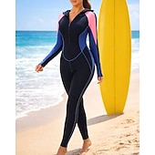 halpa One Pieces Rash Guards-Naisten Ihottumissuoja Uimapuku uimapuvut Tilkkutäkki Sulkea jnk vetoketju UV suoja Elastinen Pitkähihainen Uima-asut Uimapuku Lainelautailu Sukellus Uinti Kevät