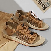 economico Infradito da Vacanza-sandali da uomo color cuoio con cinturini regolabili, traspiranti e comodi, ideali per attività estive all'aperto e vacanze