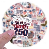  55 патриотических наклеек к 250-летию независимости, виниловые водонепроницаемые наклейки с американским флагом для бутылок с водой, украшения для ноутбуков ко Дню независимости 4 июля.