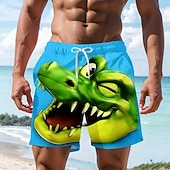  Per uomo Cartoni animati Coccodrillo Ammiccamento Costumi da bagno Pantaloncini da mare Pantaloncini da Surf Misura del girovita medio Hawaiano Divertente Vacanza al Mare Tasche Laterali fodera in