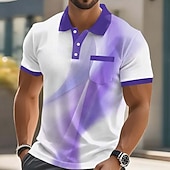 economico Polo geometrica da uomo-Per uomo Geometrico Polo Manica Corta Magliette polo Camicie con Colletto Business Casual All'aperto Athleisure Abbigliamento quotidiano Stampa 3D Bottoni Estate Primavera Blu Rosso Viola
