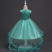 abordables Robes de Fille de Fleurs-Robe de Demoiselle d'Honneur Fille Fille Robe de soirée Tenue de mariage Soirée Mariage Formel Élégant Mode Beau Maille Fleuri Sans manches Col Rond Gris bleu marine 4 ans et +