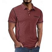 ieftine Polo clasic pentru bărbați-Bărbați Polo Cămașă de golf Casual Afaceri Clasic Manșon scurt Modă Culoare solidă Buzunar Nasturi Vară Primăvară Toate Sezoanele Fit regulat Negru Alb Roșu Vin Bleumarin Kaki Gri Deschis Polo