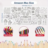 Недорогие 250-летие США-Раскраска к 250-летию США, размер 31*72 дюйма, тематическая раскраска к 250-летию для класса, дня рождения, вечеринки в честь Дня независимости Америки, универсальное использование в качестве настенного декора или скатерти.