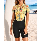 billiga One Pieces Rash Guards-Dam Rash-guards Baddräkt Baddräkter Tropisk Mittlårsben UV-skydd Snabb tork Elastisk Kortärmad Badkläder Baddräkt Surfing Strand Simmning Sommar